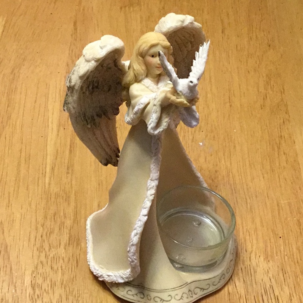 Yankee tea candle holder Angel holding dove